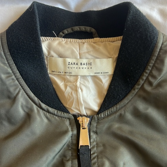 Zara Olive Green Bomber Jacket - Picture 4 of 5